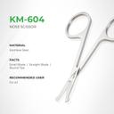 NGHIA Stainless Steel Nose Scissors KM-604 1 Count - Rounded Tip Scissor for Precise Personal Grooming 2