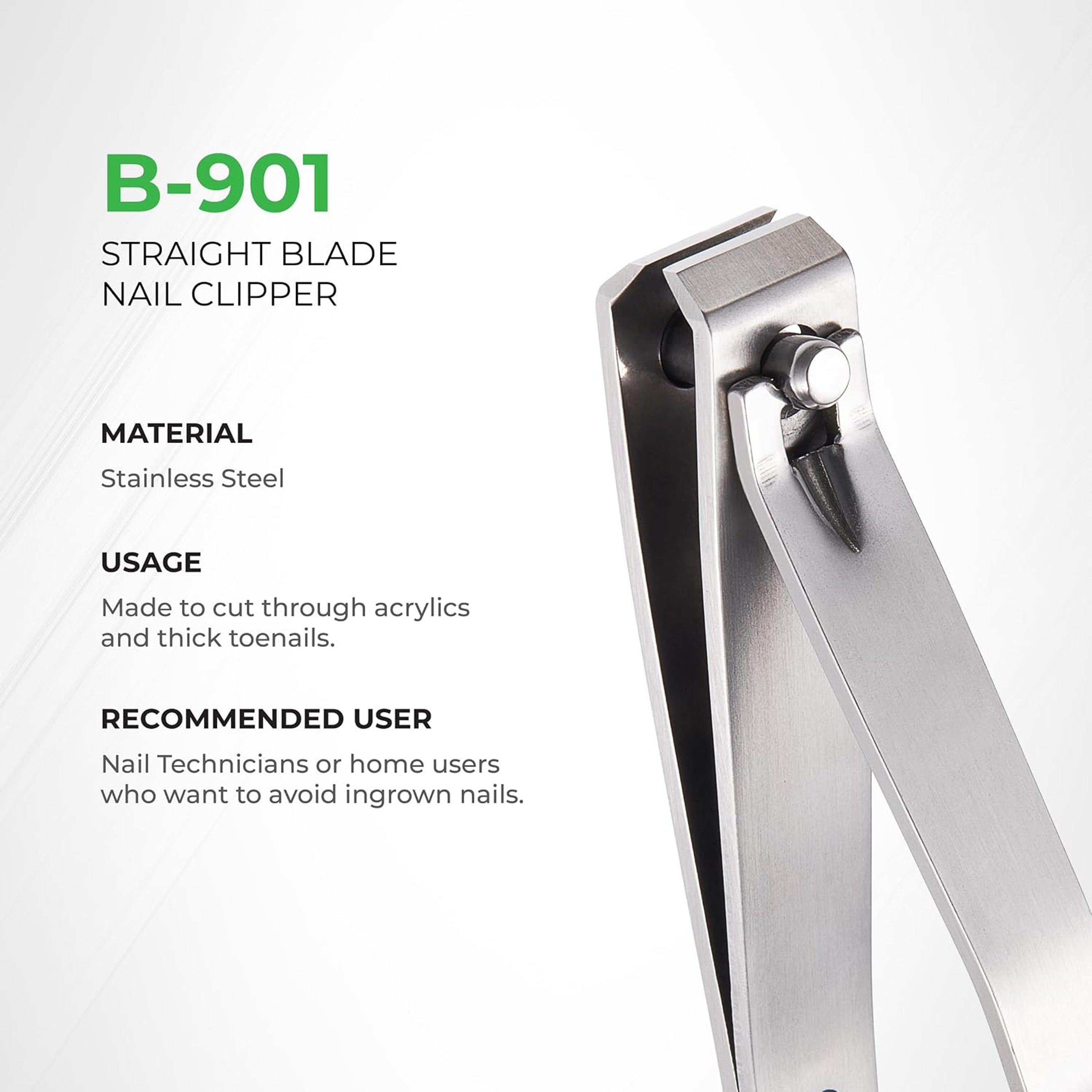 NGHIA Stainless Steel Straight Blade Large Nail Clipper B-901 1 Count - Large Jaw, Flat Jaw Design 2