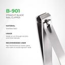 NGHIA Stainless Steel Straight Blade Large Nail Clipper B-901 1 Count - Large Jaw, Flat Jaw Design 2