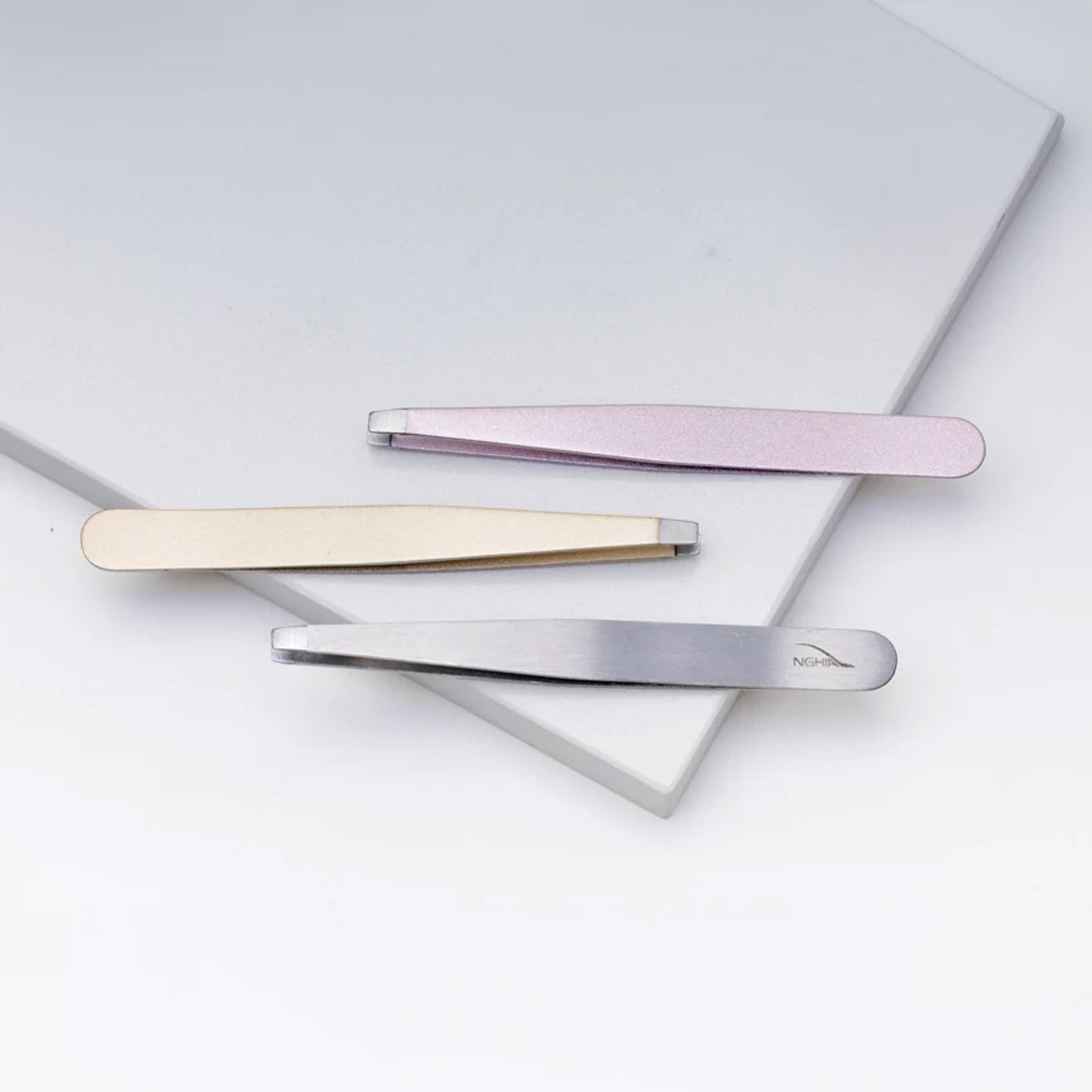 NGHIA Stainless Steel Straight Blades Tweezer N-404 1 Count - Square Tips, Thick Handle 5