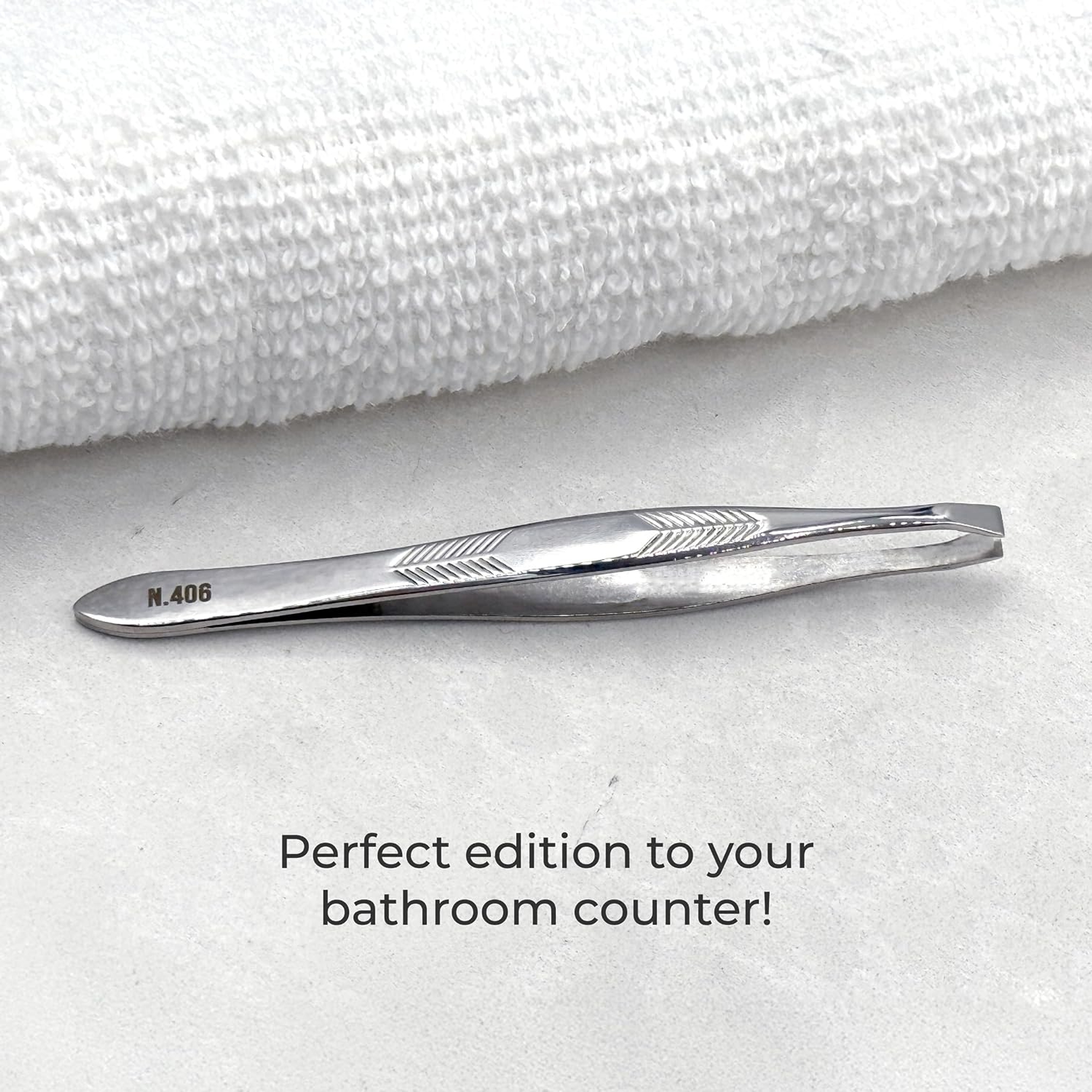 NGHIA Stainless Steel Straight Head Tweezer N-406 1 Count - Square Tips, Thin Handle for Precision Grooming 5