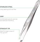 NGHIA Stainless Steel Straight Head Tweezer N-406 1 Count - Square Tips, Thin Handle for Precision Grooming 2