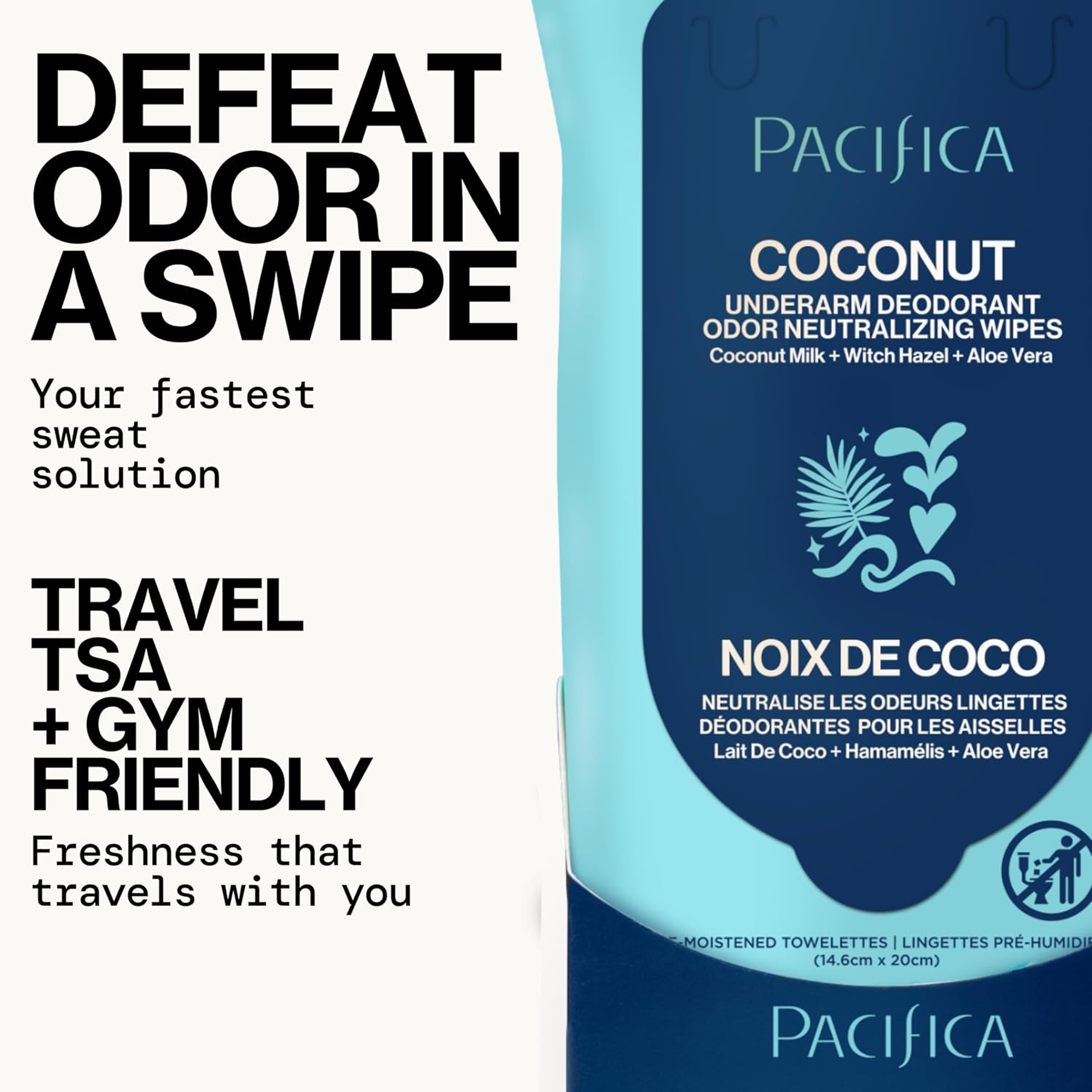 Pacifica Coconut Milk & Essential Oils Underarm Deodorant Wipes 30 Count - Helps Remove Odor, Aluminum-Free 3
