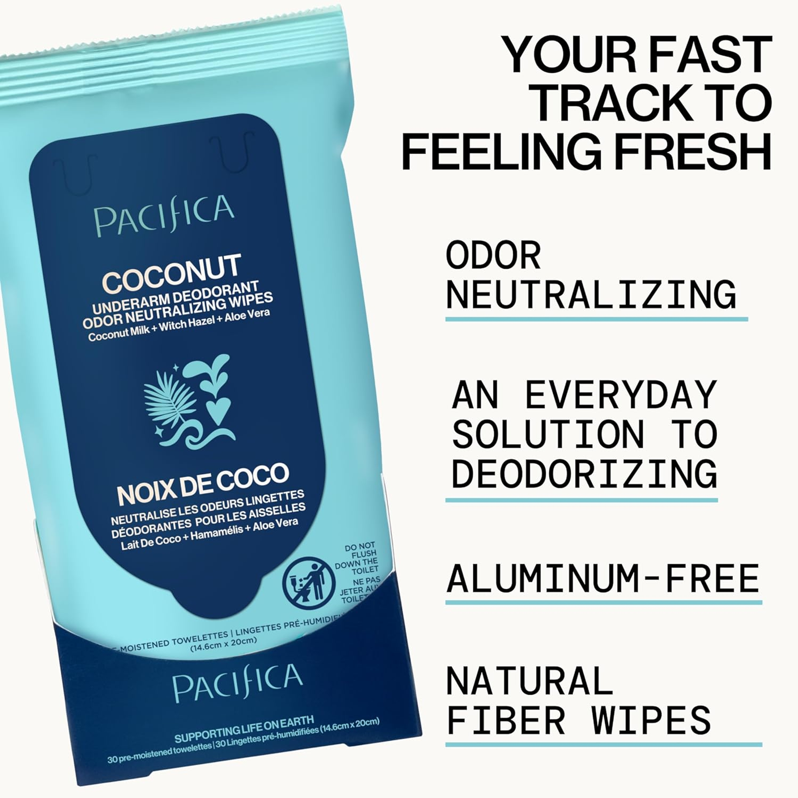 Pacifica Coconut Milk & Essential Oils Underarm Deodorant Wipes 30 Count - Helps Remove Odor, Aluminum-Free 5