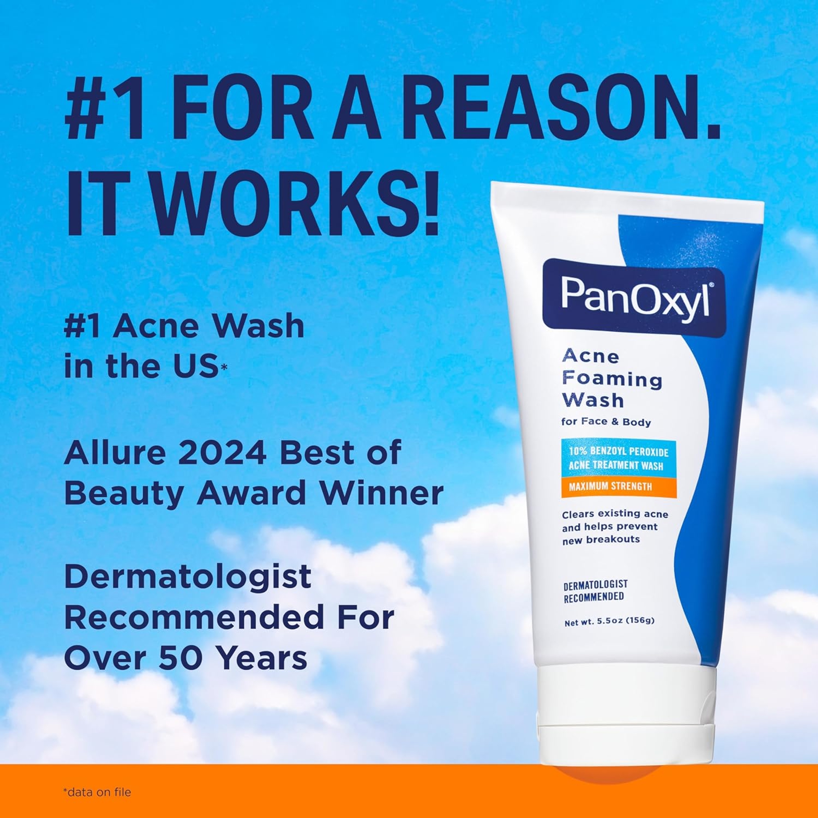 PanOxyl Acne Foaming Wash 5.5 oz - Daily Acne-Fighting Cleanser with 10% Benzoyl Peroxide, Maximum Strength 3