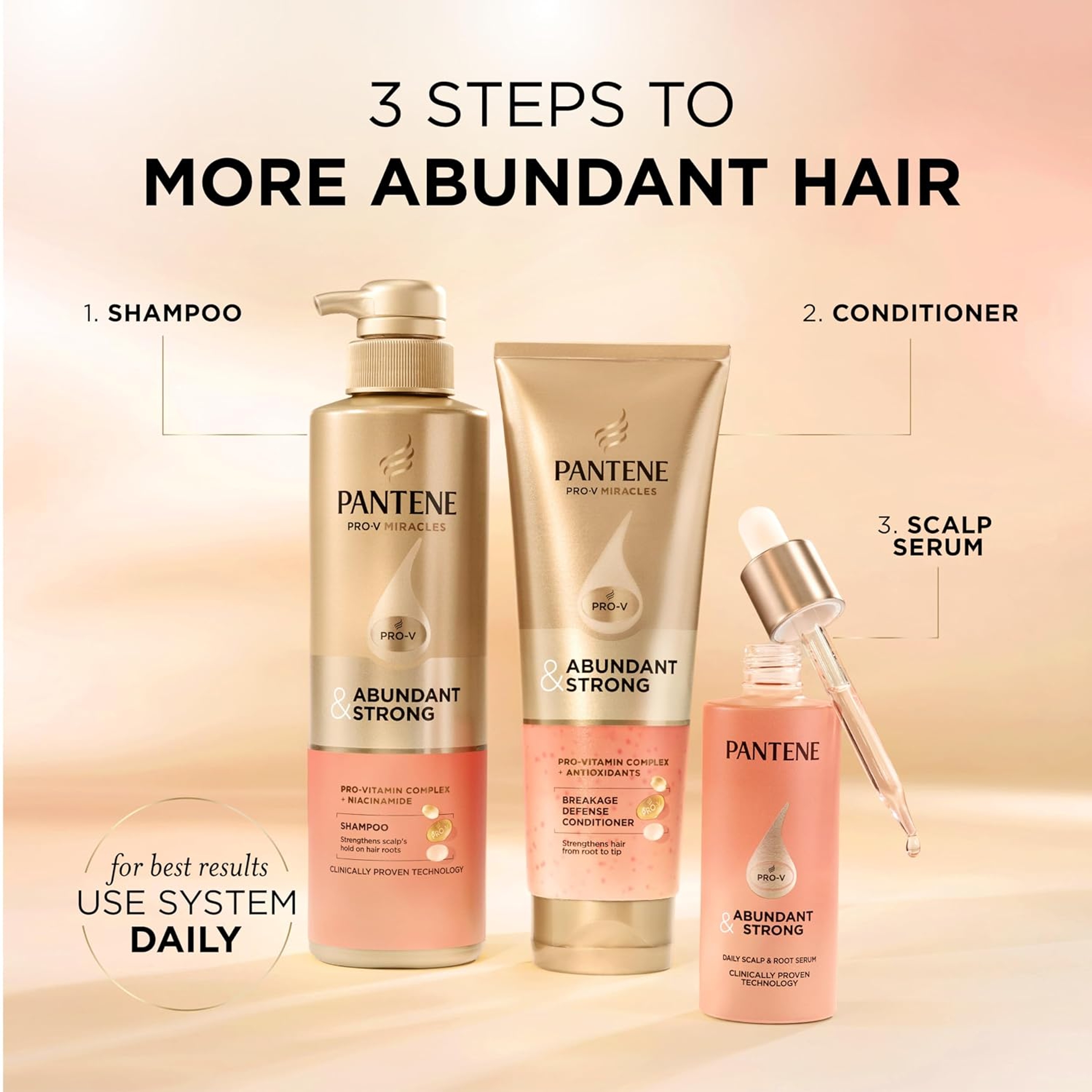 Pantene Abundant & Strong Conditioner 8 fl.oz - Strengthens Hair from Root to Tip 8