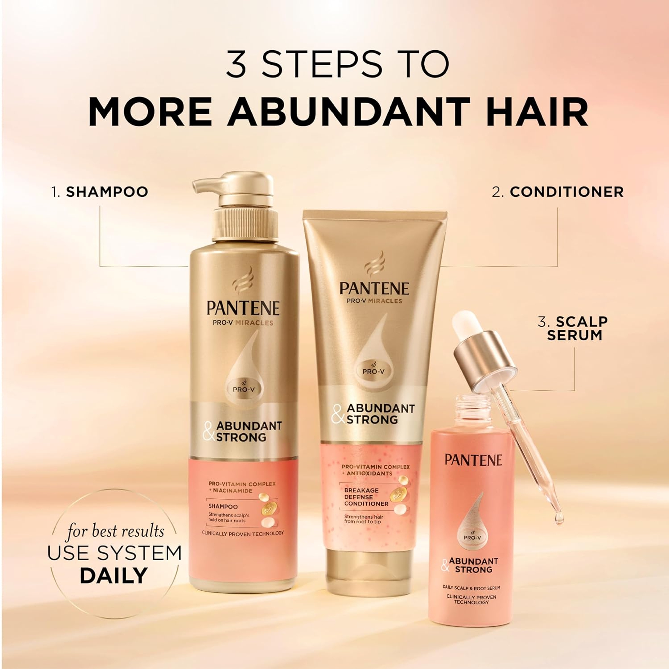 Pantene Abundant & Strong Shampoo 13.5 fl.oz - Strengthens Hair from Root to Tip 8