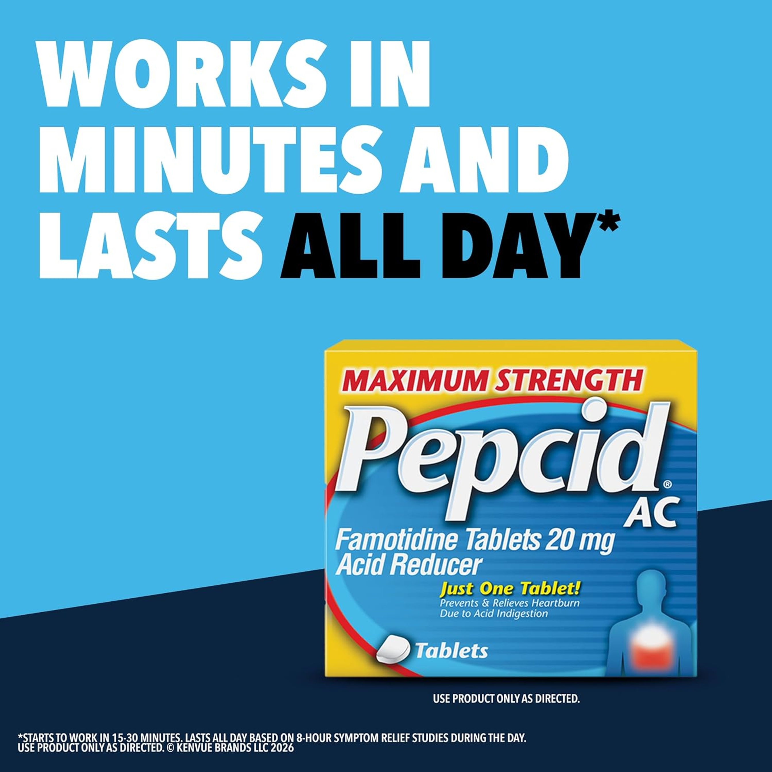 Pepcid AC Maximum Strength Tablets 75 Count - 20mg Famotidine, Prevents & Relieves Heartburn Due to Acid Indigestion 2