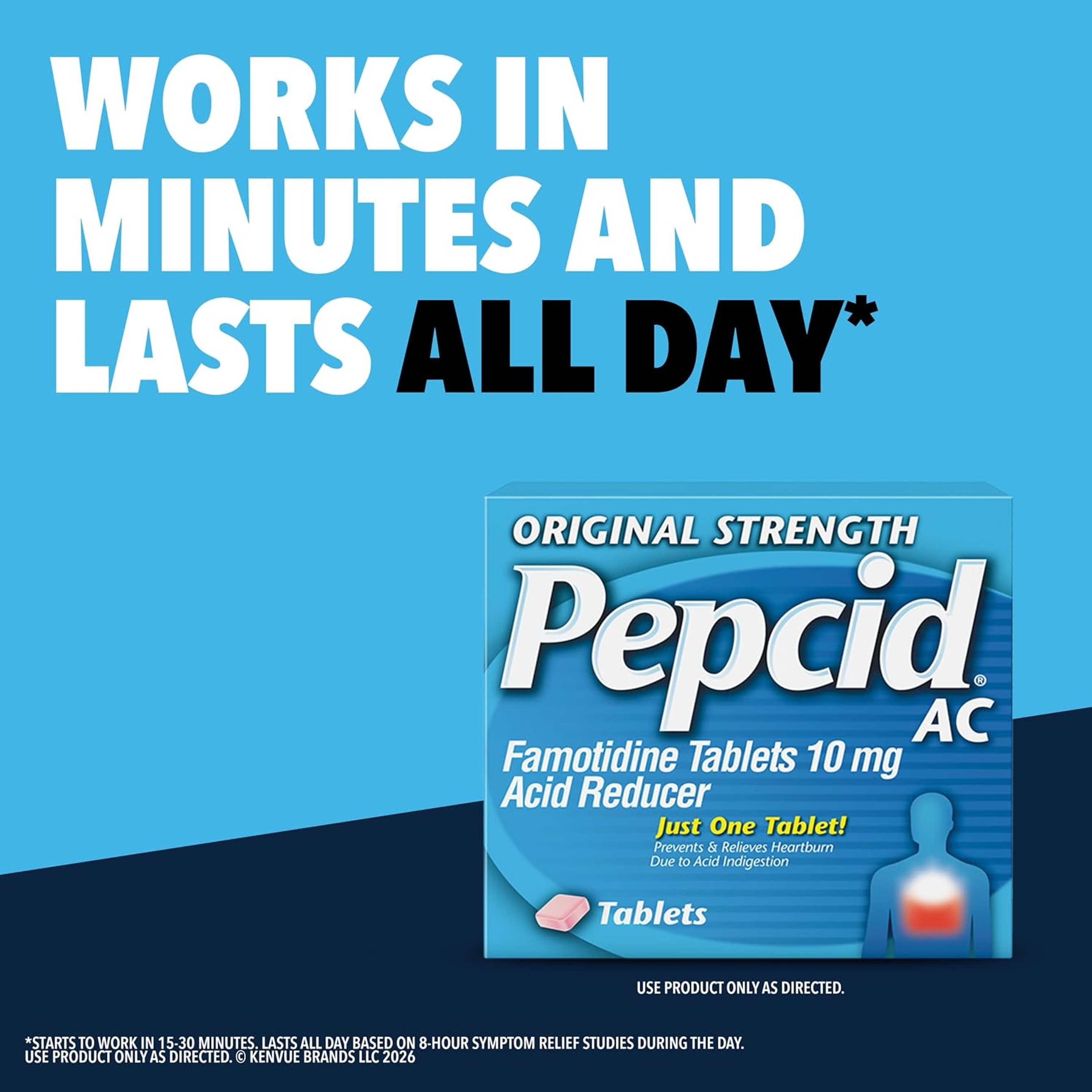 Pepcid AC Original Strength Tablets 90 Count - 10mg Famotidine,  Prevents & Relieves Heartburn Due to Acid Indigestion 2