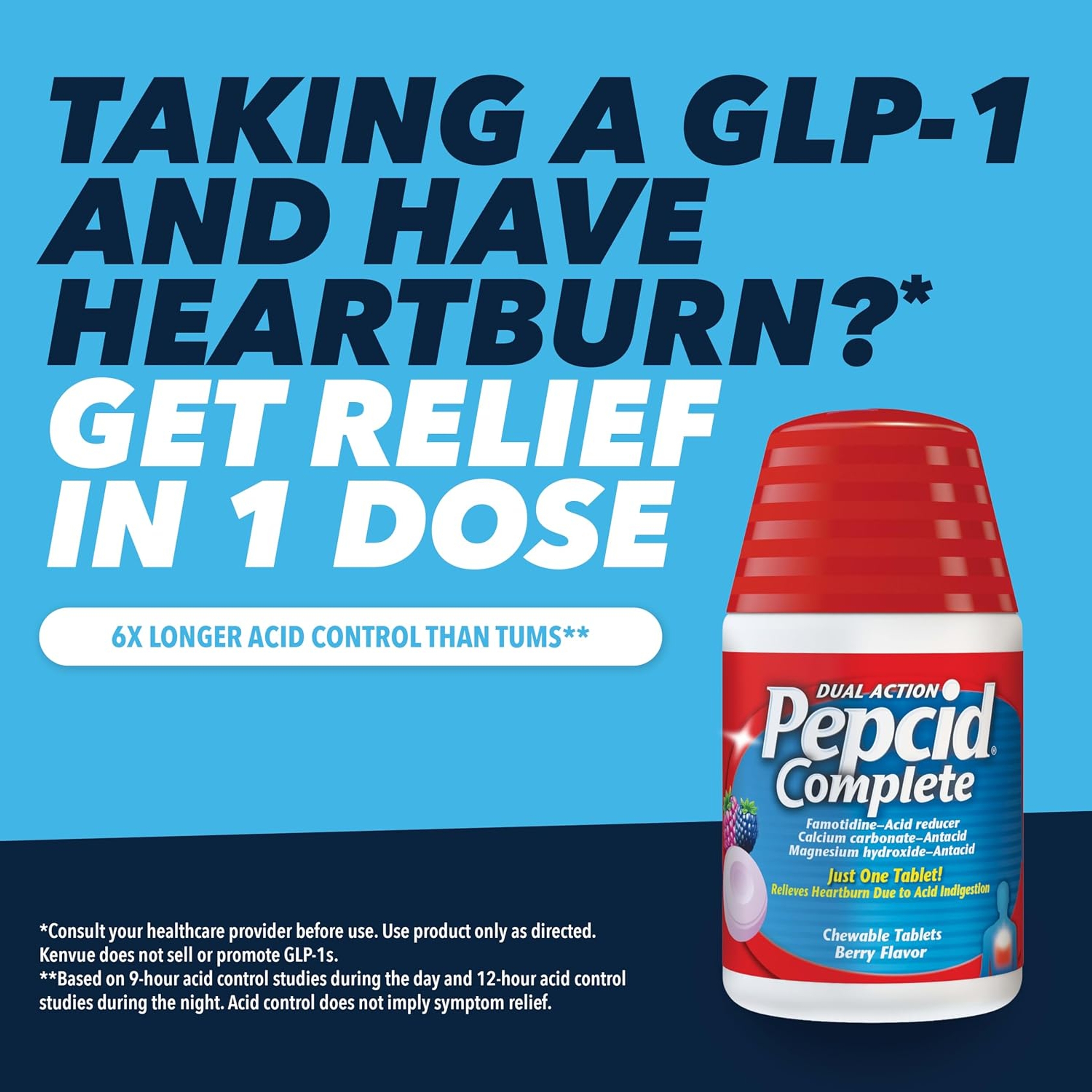 Pepcid Complete Acid Reducer + Antacid Chewable Tablets, Cool Mint Flavor, 50 count by Pepcid Complete (pack of 1) 5