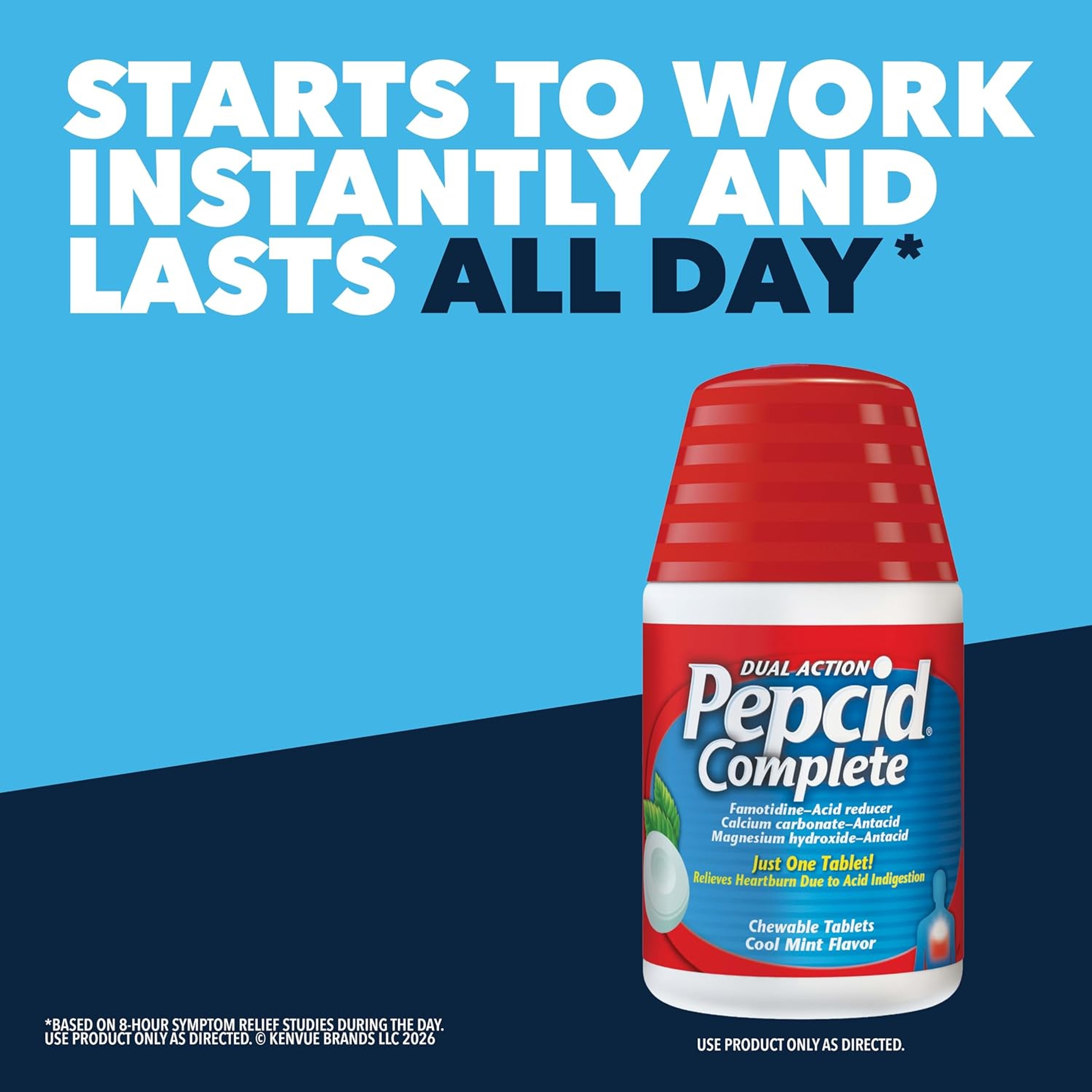 Pepcid Complete Acid Reducer + Antacid Chewable Tablets, Cool Mint Flavor, 50 count by Pepcid Complete (pack of 1) 2