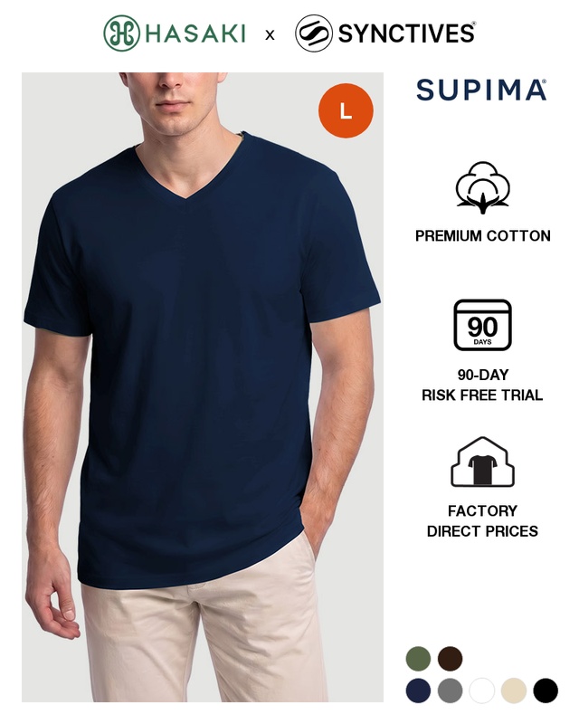 [Supima Cotton] Synctives Men’s Slim Fit V-Neck T-shirt