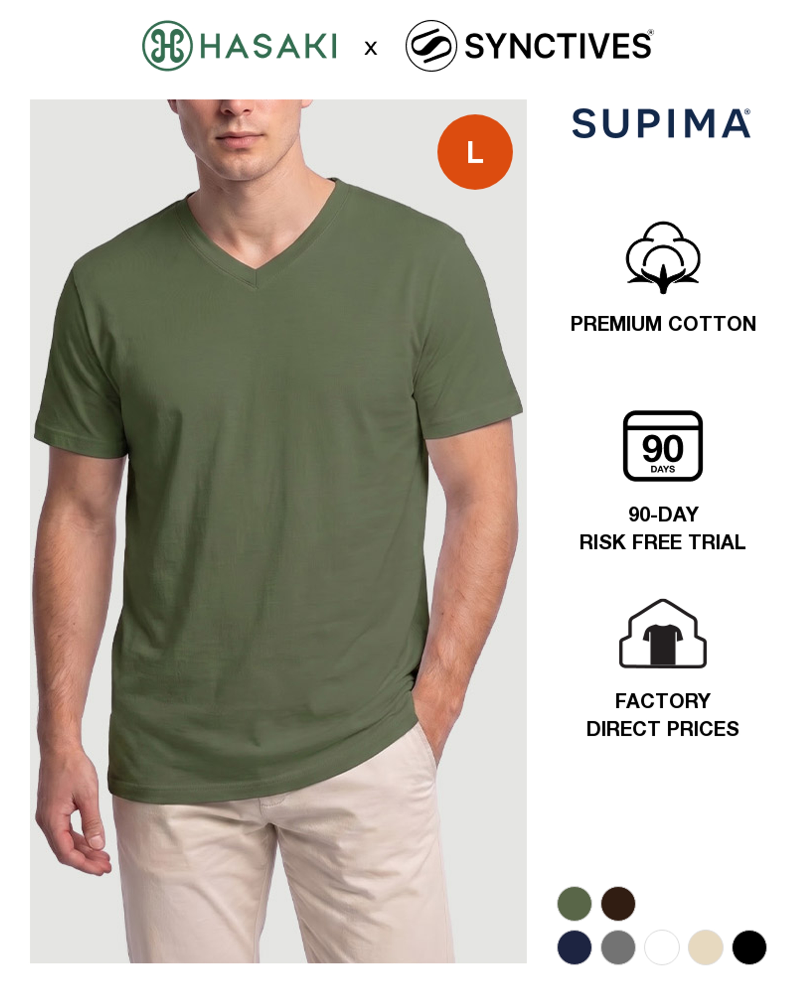 [Supima Cotton] Synctives Men’s Slim Fit V-Neck T-shirt 1