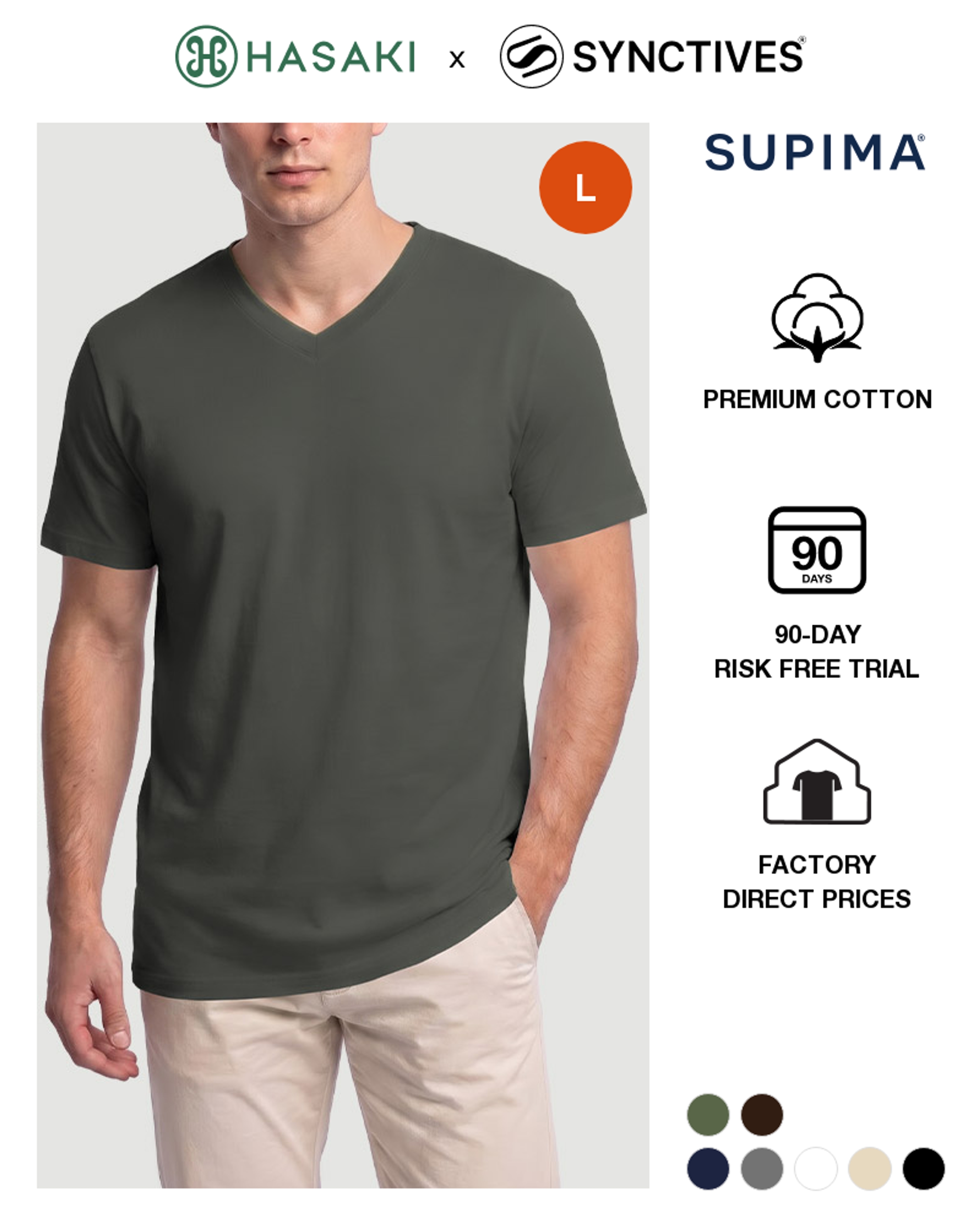 [Supima Cotton] Synctives Men’s Slim Fit V-Neck T-shirt 1