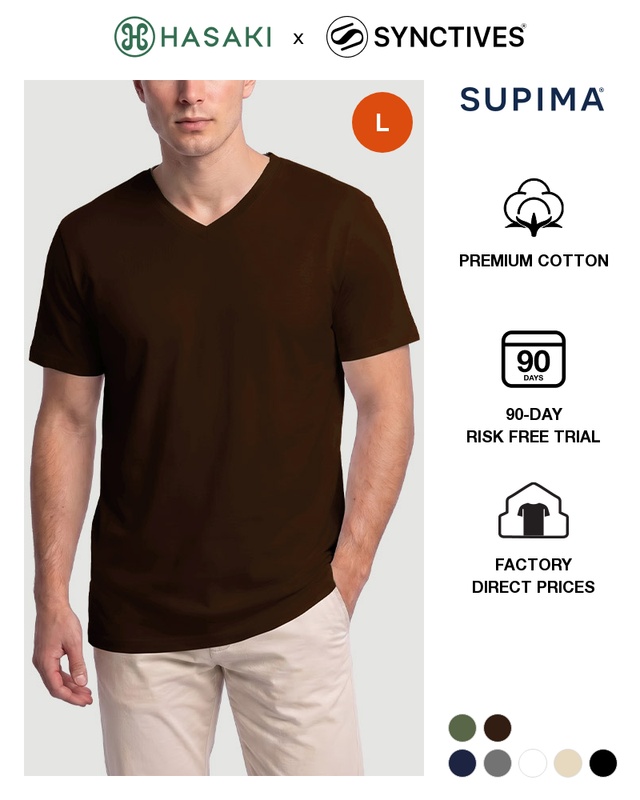 [Supima Cotton] Synctives Men’s Slim Fit V-Neck T-shirt