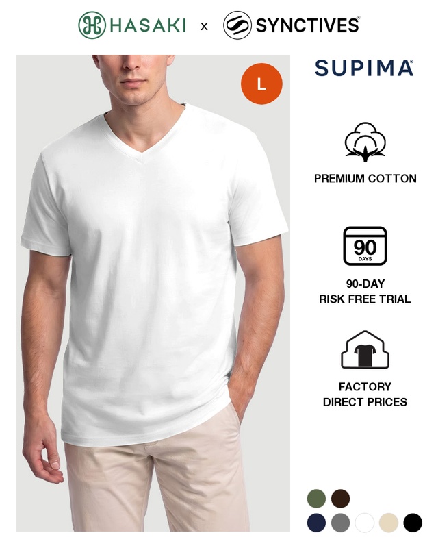 [Supima Cotton] Synctives Men’s Slim Fit V-Neck T-shirt