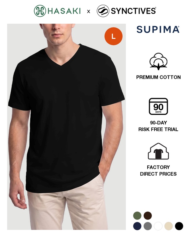 [Supima Cotton] Synctives Men’s Slim Fit V-Neck T-shirt
