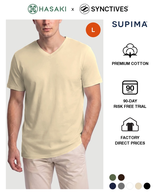 [Supima Cotton] Synctives Men’s Slim Fit V-Neck T-shirt