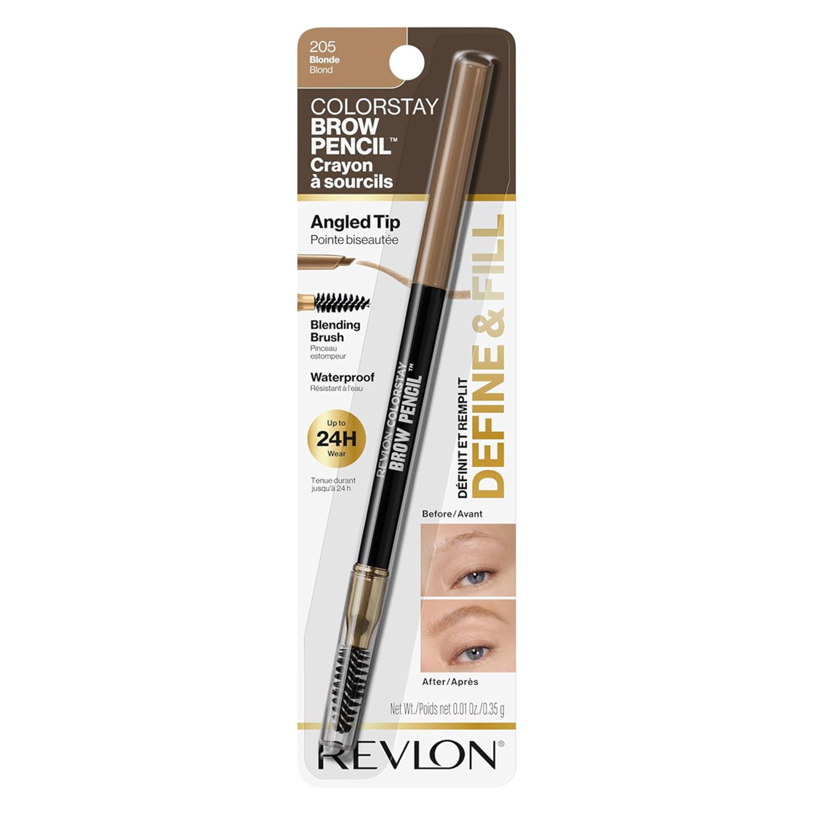 Revlon ColorStay Brow Pencil, 205 Blonde, 0.01 oz - Waterproof Eyebrow Pencil with a Built-in Spoolie Brush 7