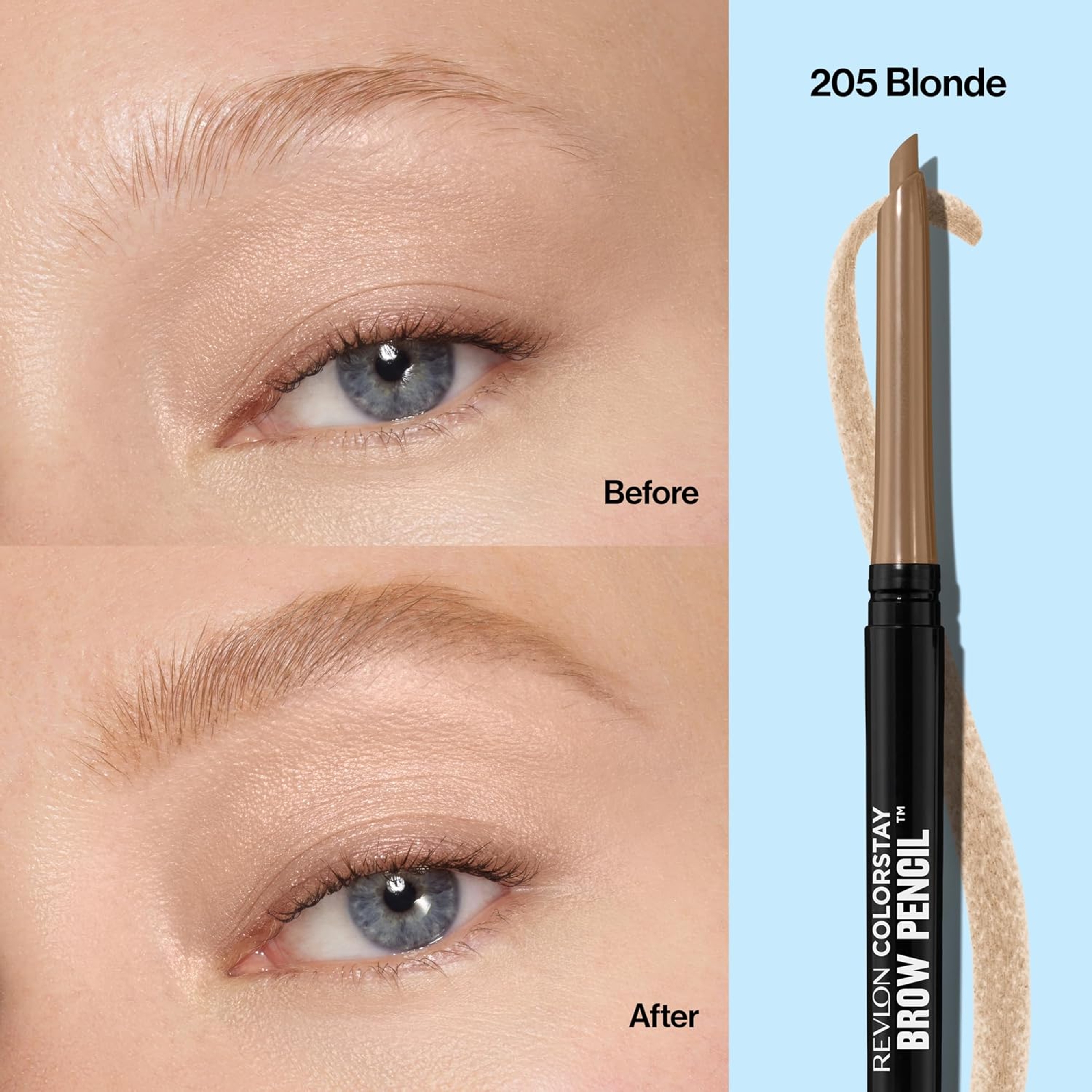 Revlon ColorStay Brow Pencil, 205 Blonde, 0.01 oz - Waterproof Eyebrow Pencil with a Built-in Spoolie Brush 2