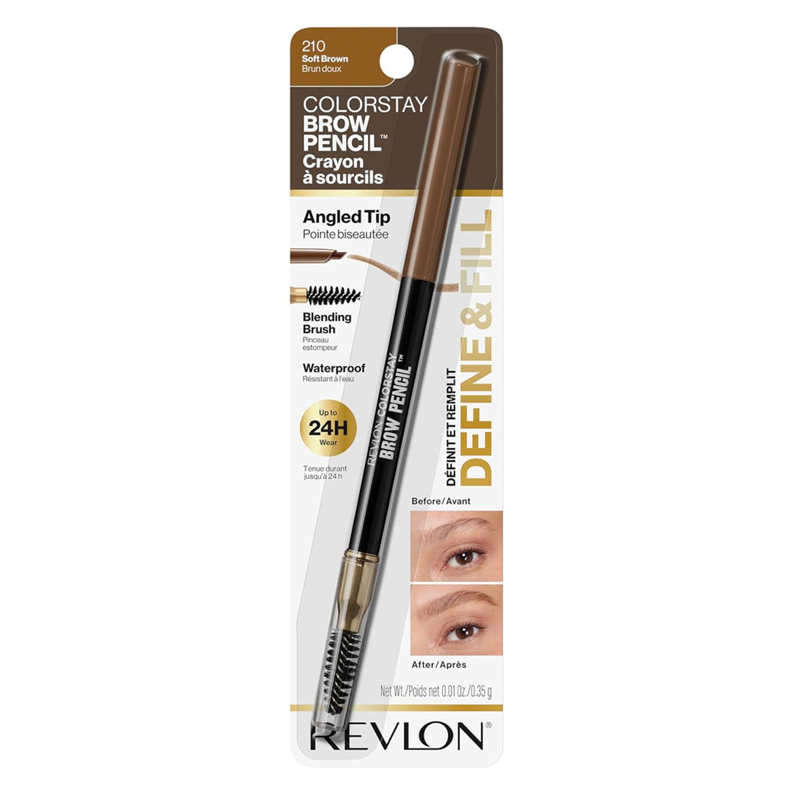 Revlon ColorStay Brow Pencil, 210 Soft Brown, 0.01 oz - Waterproof Eyebrow Pencil with a Built-in Spoolie Brush 7