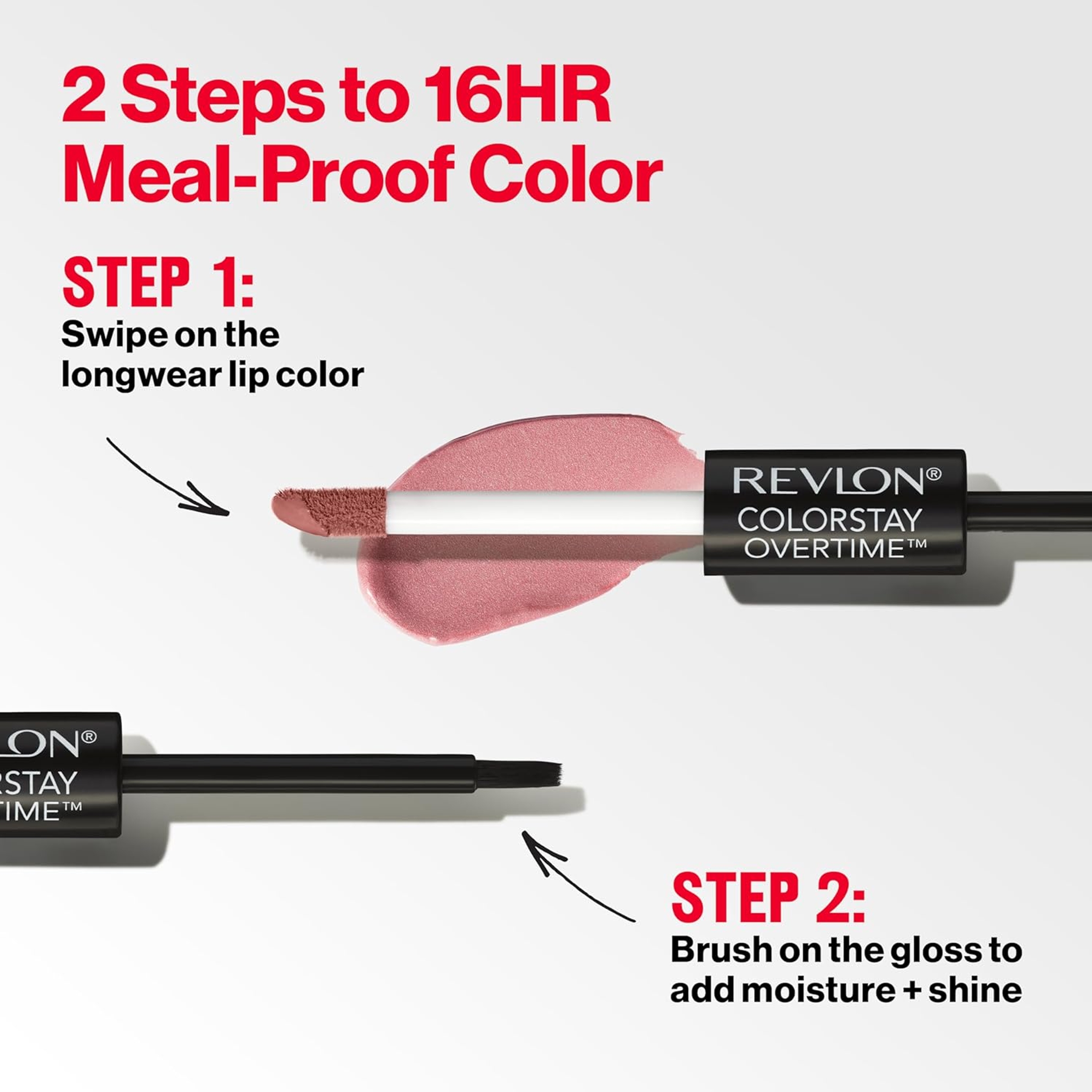 Revlon ColorStay Overtime Lipcolor, 350 Bare Maximum, 0.07 fl.oz - Dual-Ended Liquid Lipstick with Clear Lip Gloss 5