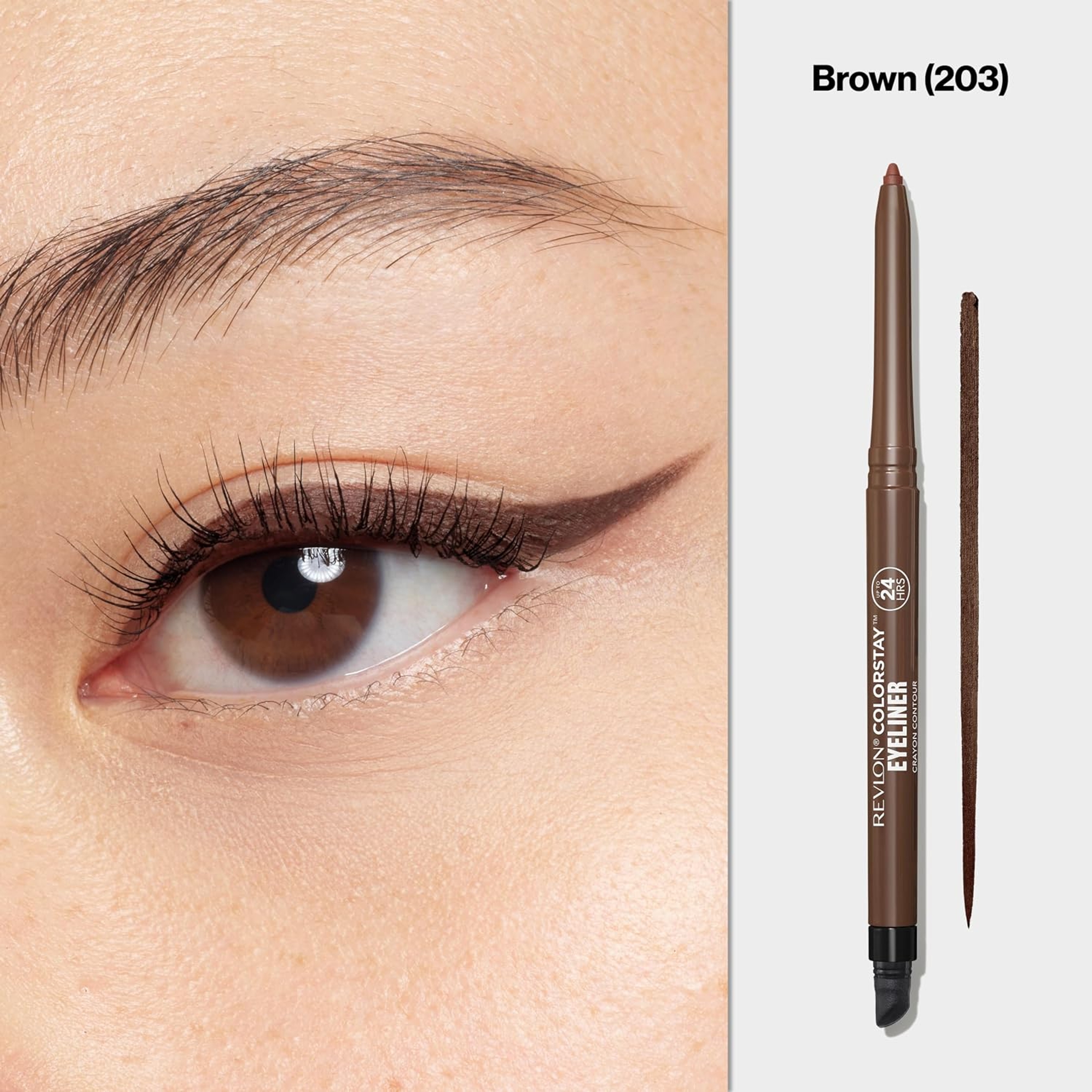 Revlon ColorStay Pencil Eyeliner, 203 Brown, 0.01 oz - Long-Wear Eyeliner with Built-In Sharpener, Smudge-Proof 2