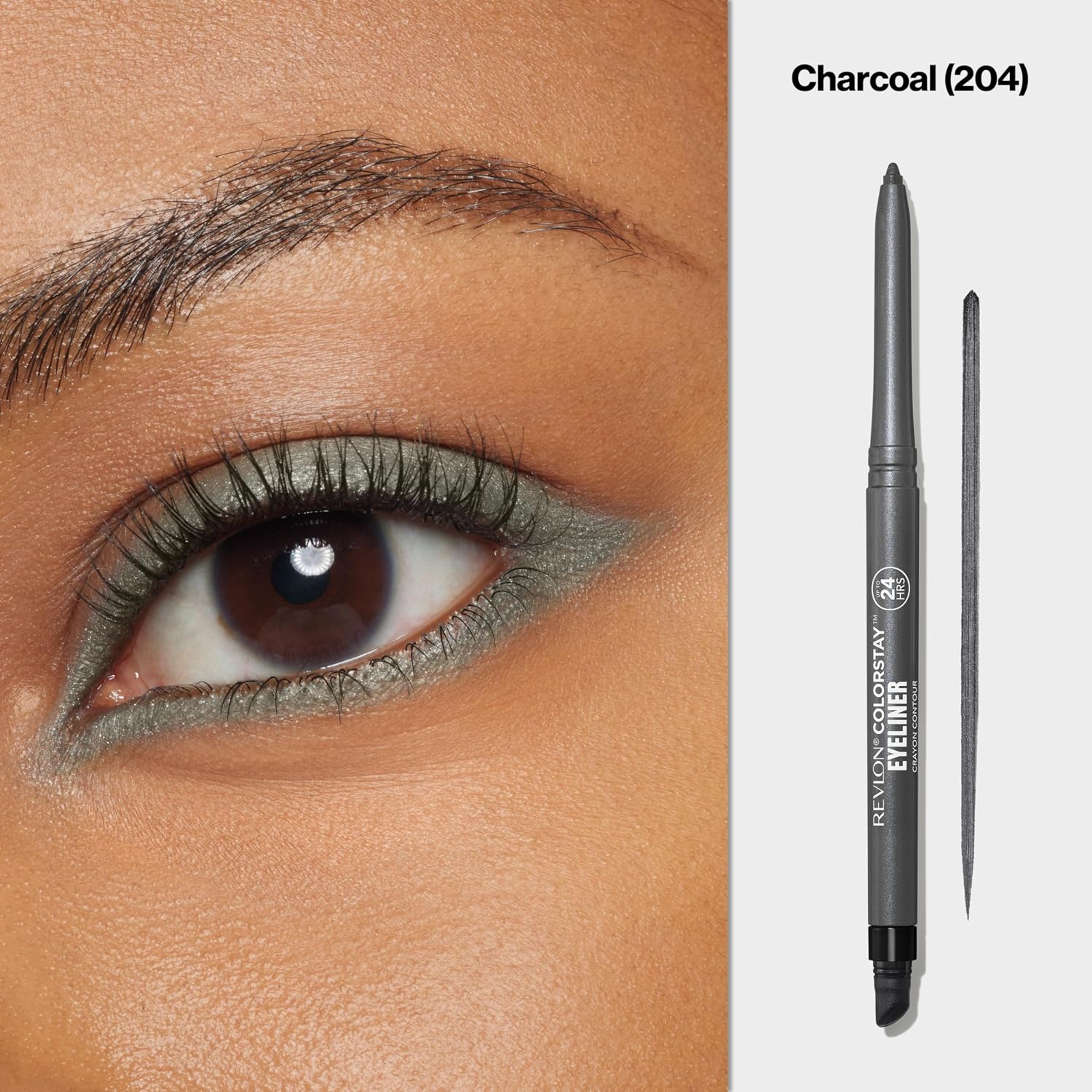 Revlon ColorStay Pencil Eyeliner, 204 Charcoal, 0.01 oz - Long-Wear Eyeliner with Built-In Sharpener, Smudge-Proof 2