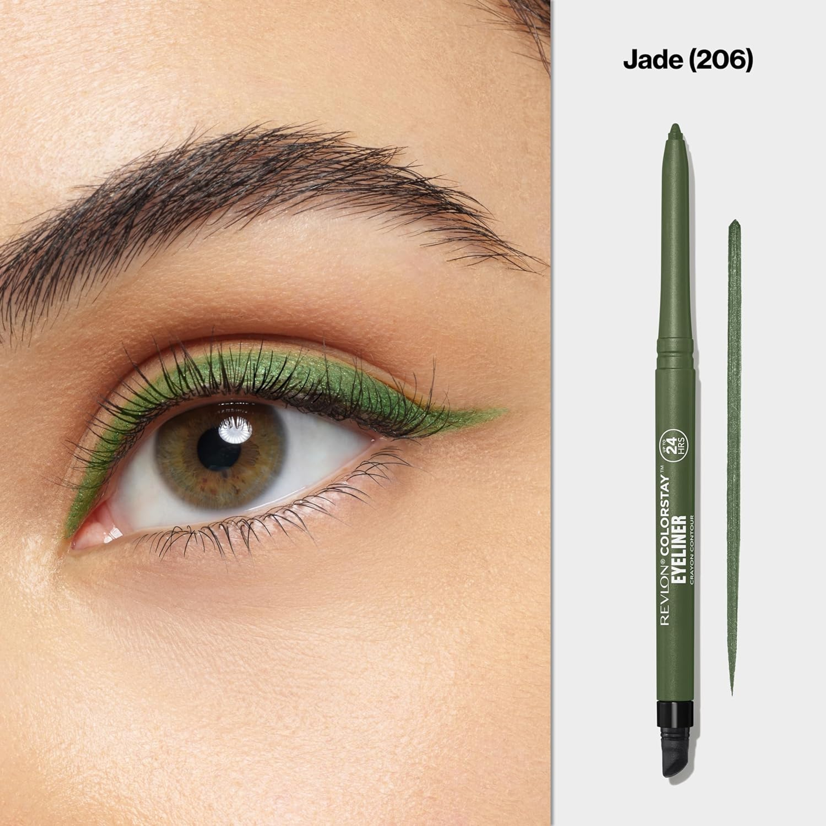 Revlon ColorStay Pencil Eyeliner, 206 Jade, 0.01 oz - Long-Wear Eyeliner with Built-In Sharpener, Smudge-Proof 2