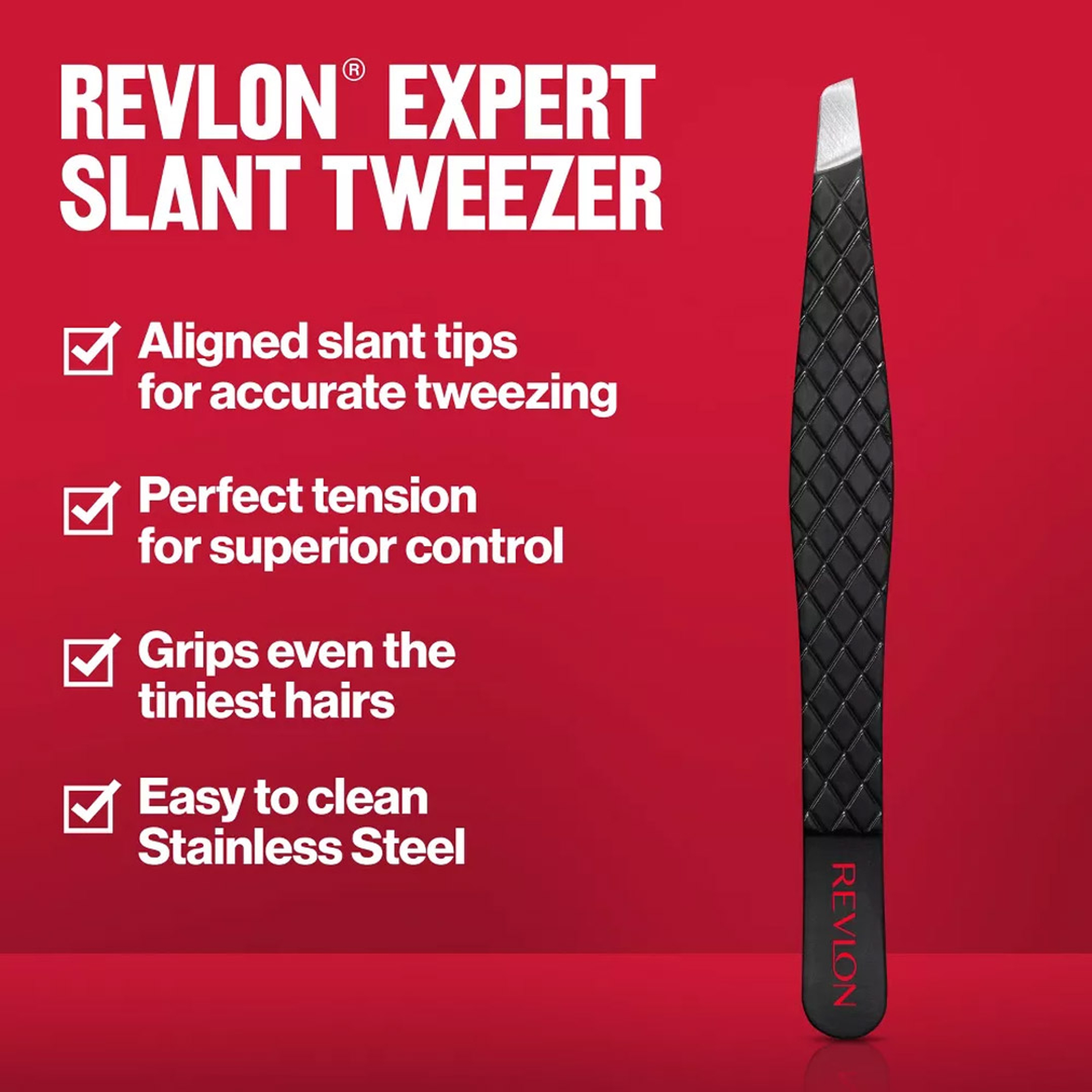 Revlon Expert Slant Tip Tweezers, Black, 1 Count - Stainless Steel, High Precision For an Easy Hair Removal 2
