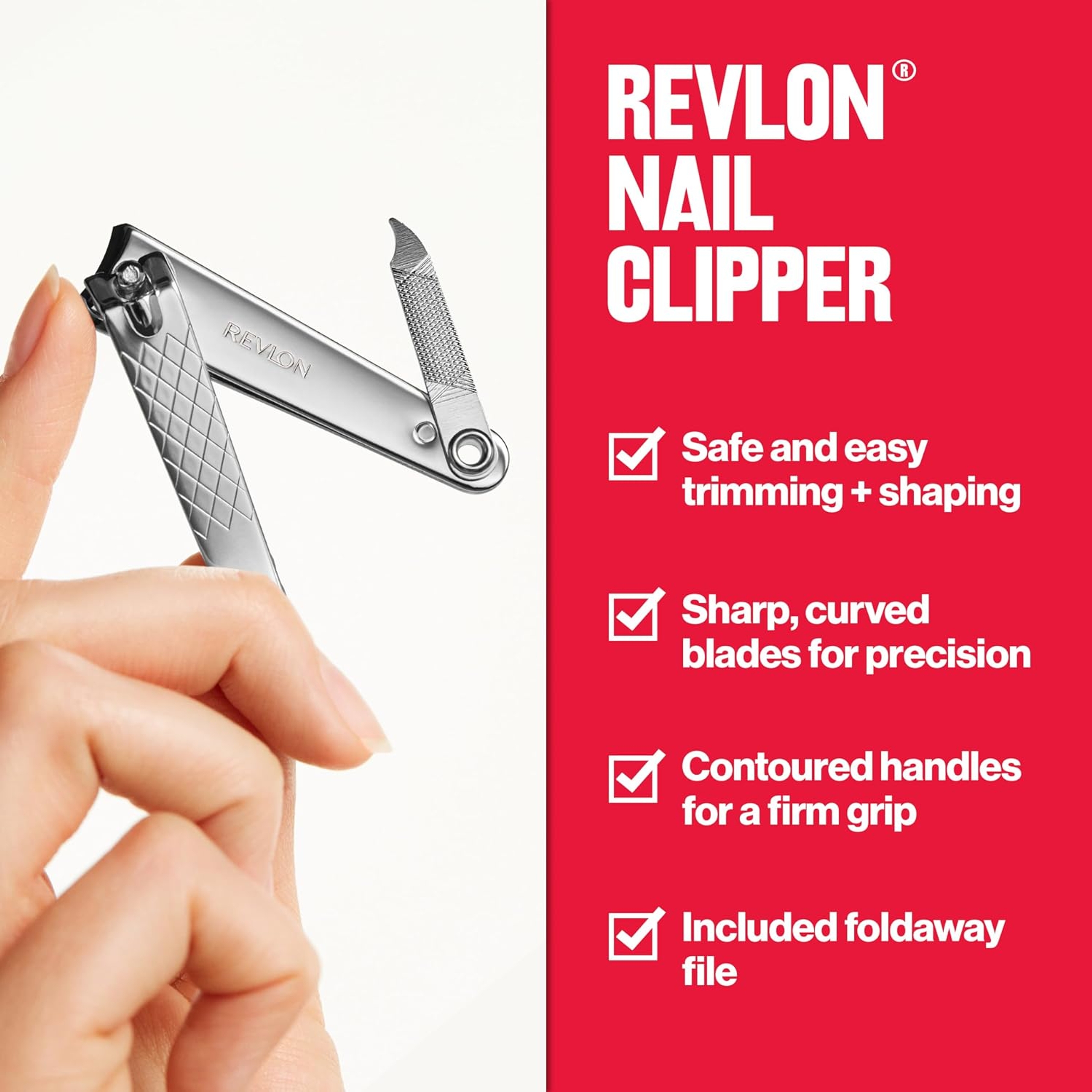 Revlon Nail Clipper 1 Count - File & Curved Blade for Accurate, Easy Trimming & Grooming 2