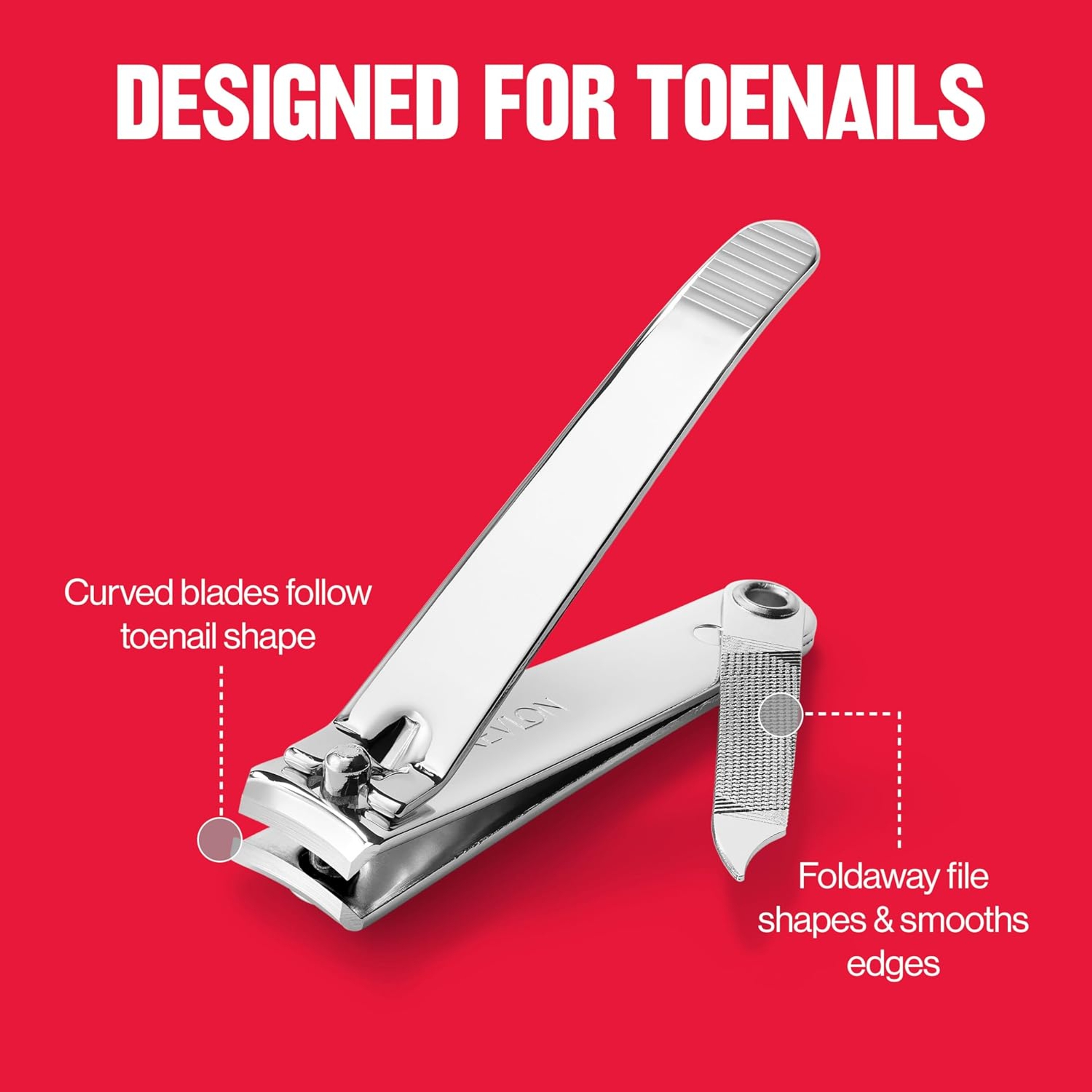 Revlon Toenail Clipper, Silver, 1 Count - withFile & Curved Blade for Accurate, Easy Trimming & Grooming 3