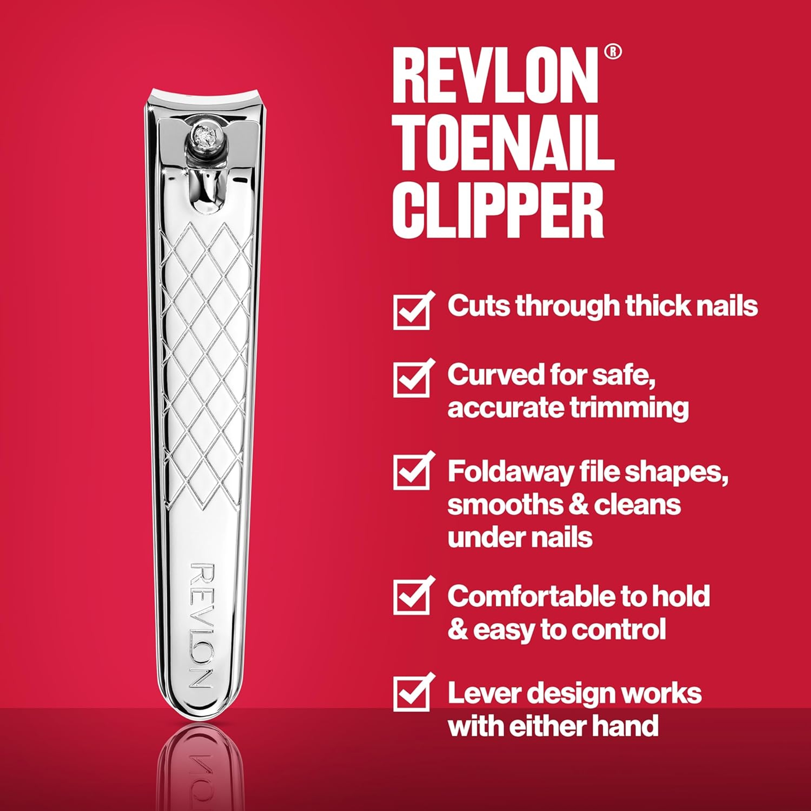 Revlon Toenail Clipper, Silver, 1 Count - withFile & Curved Blade for Accurate, Easy Trimming & Grooming 2