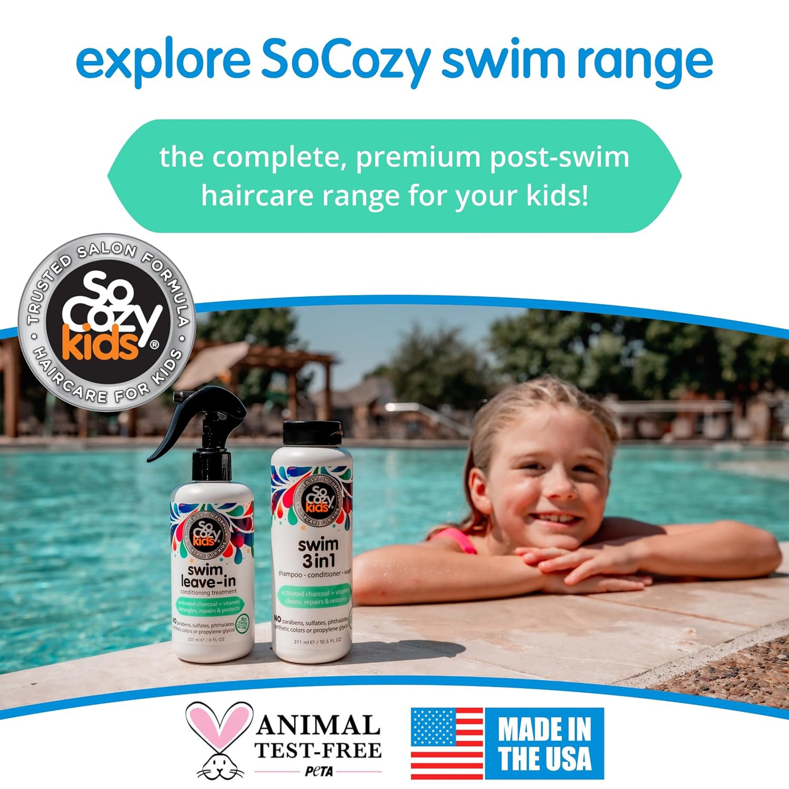 SoCozy Swim Leave-In Treatment Spray 8 fl.oz - Gentle Formula to Protect & Repair Kids Hair 7