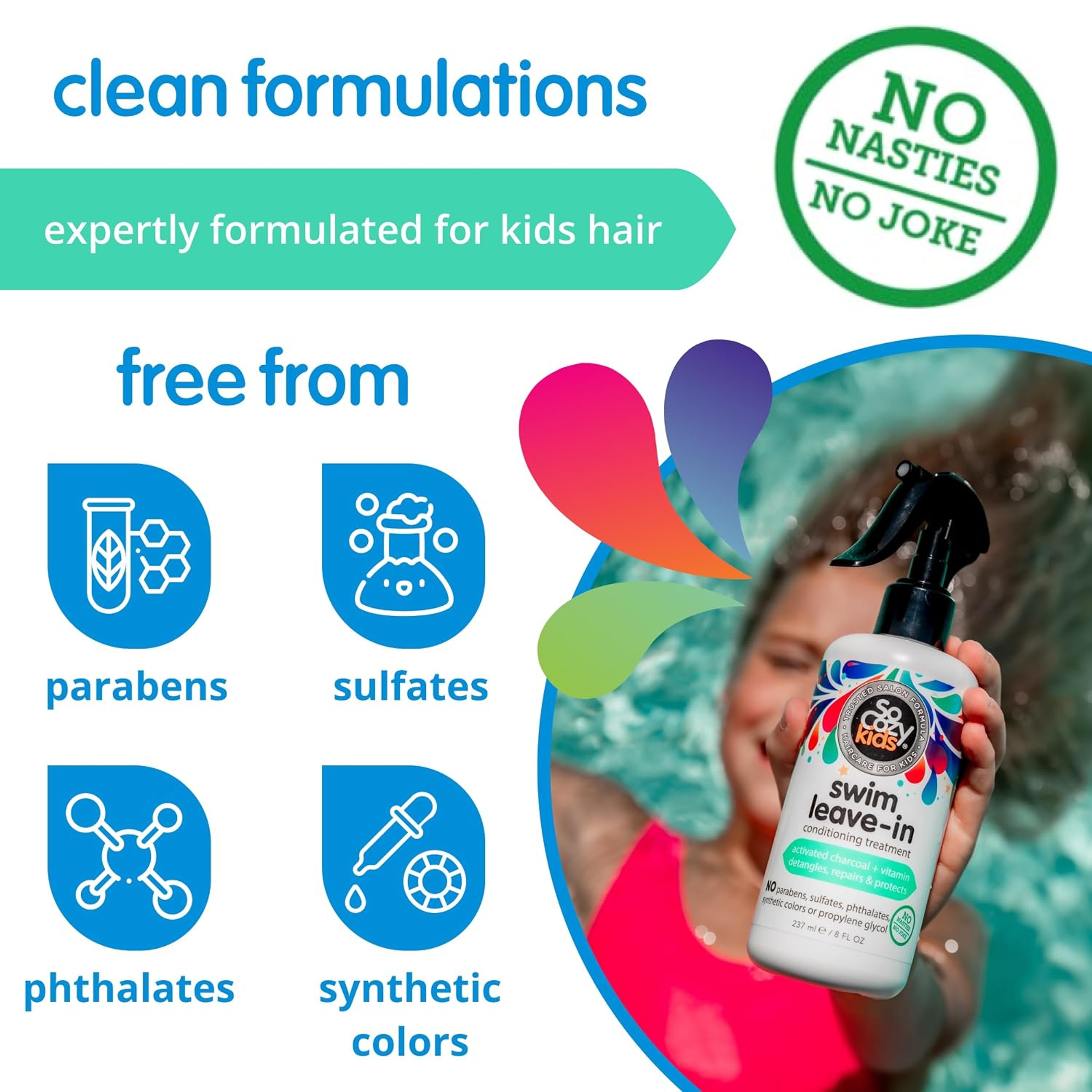 SoCozy Swim Leave-In Treatment Spray 8 fl.oz - Gentle Formula to Protect & Repair Kids Hair 5