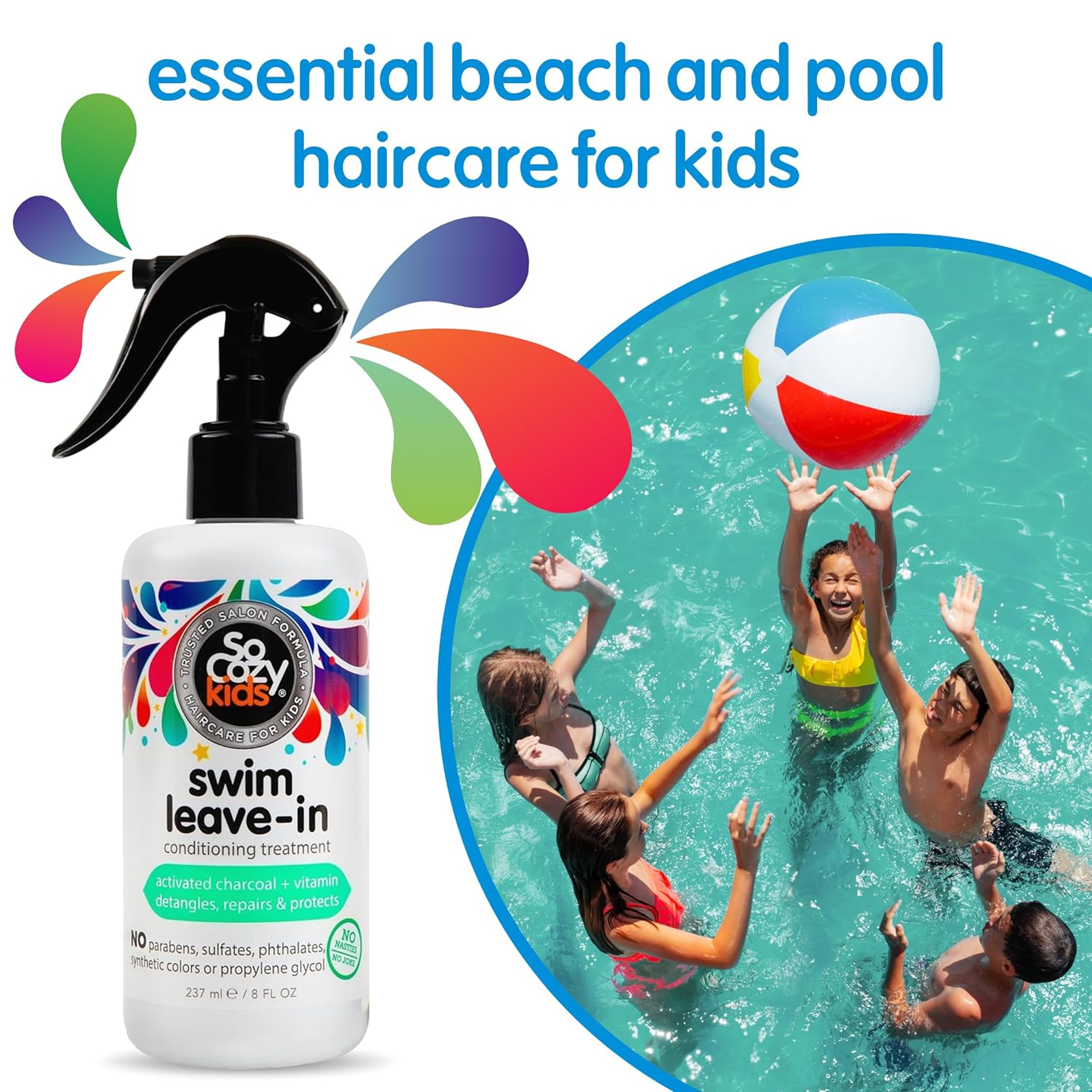 SoCozy Swim Leave-In Treatment Spray 8 fl.oz - Gentle Formula to Protect & Repair Kids Hair 2