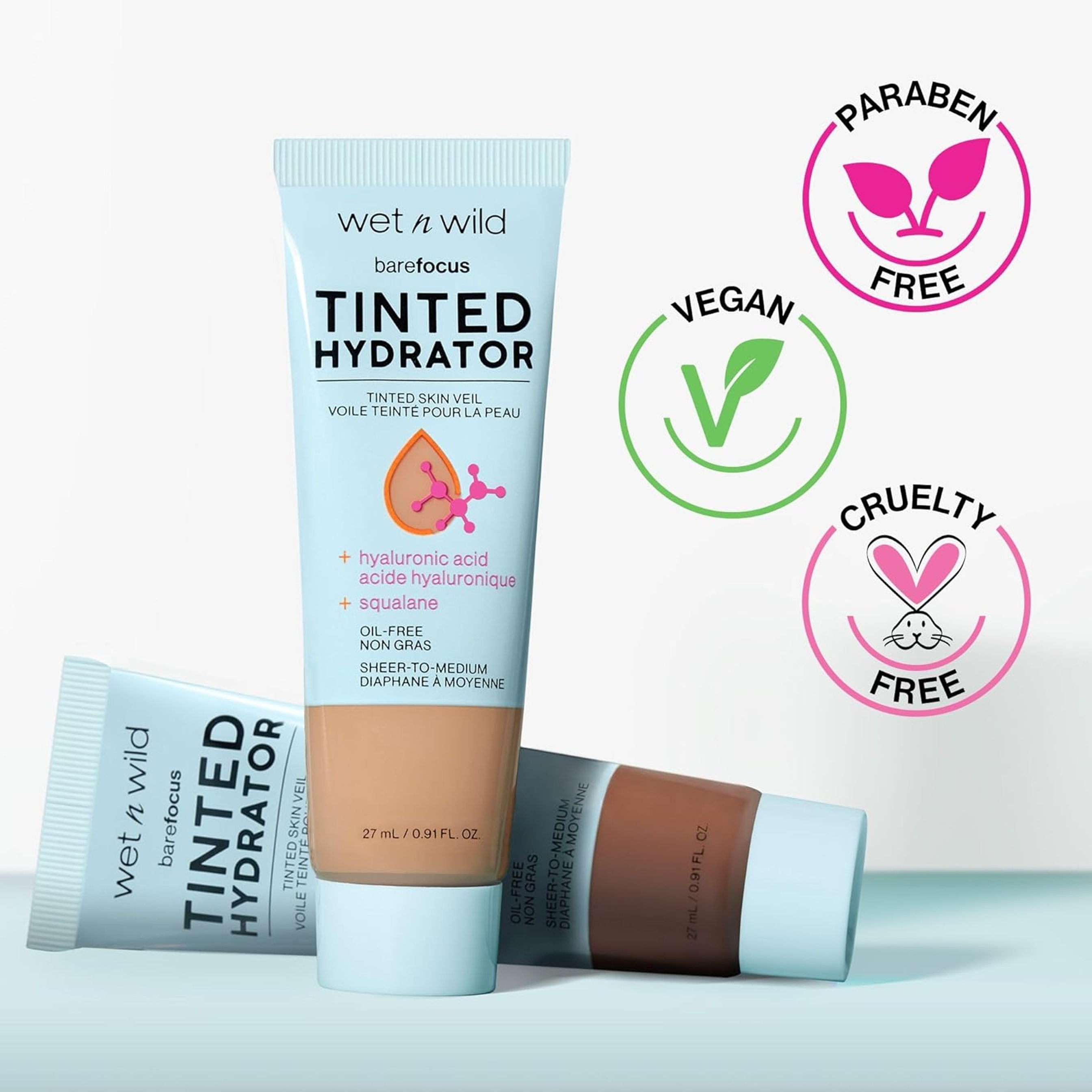 wet n wild Bare Focus Tinted Hydrator Tinted Skin Veil, Light, 0.91 fl.oz- Lightweight Buildable Coverage with HA 2