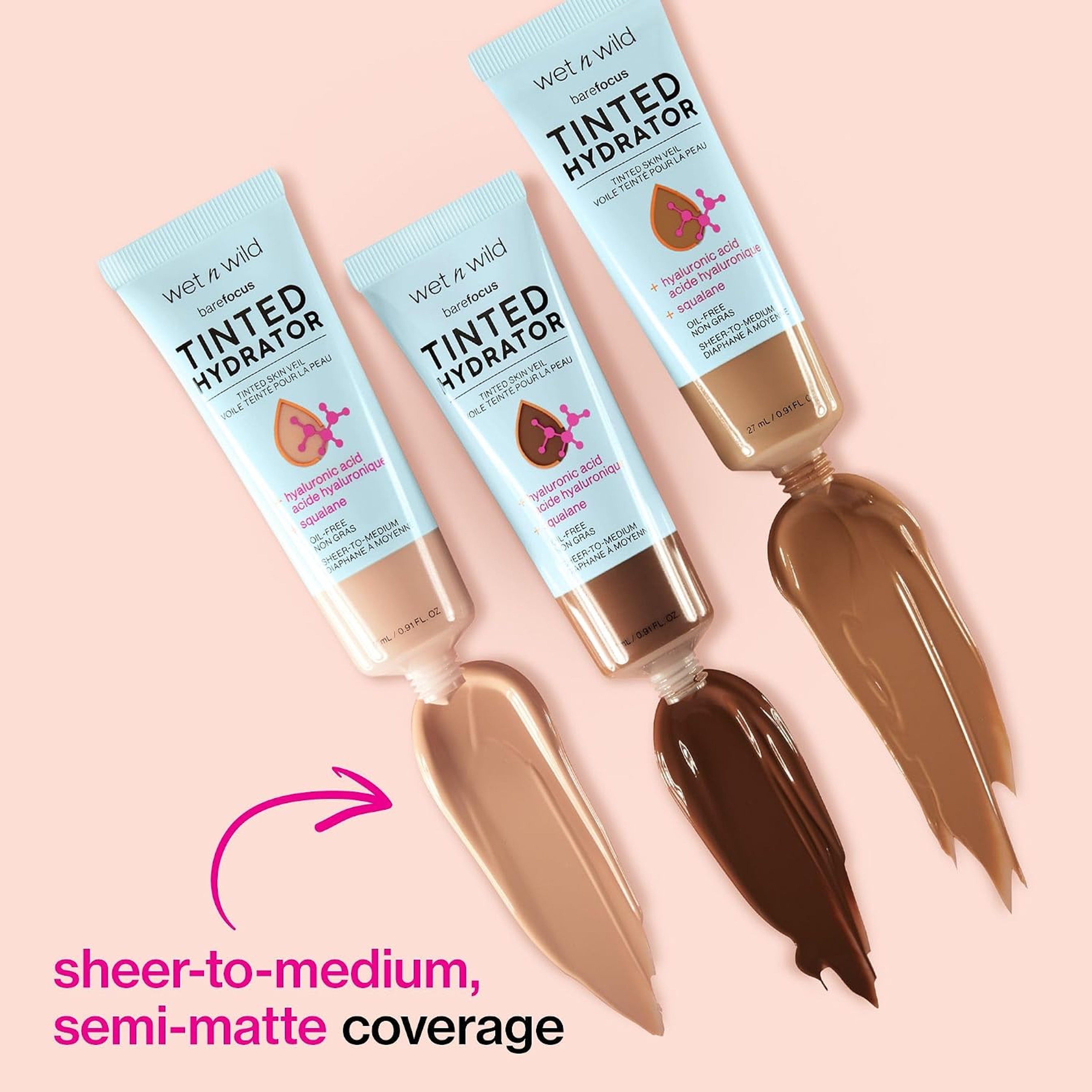 wet n wild Bare Focus Tinted Hydrator Tinted Skin Veil, Light Medium, 0.91 fl.oz- Lightweight Buildable Coverage with HA 4