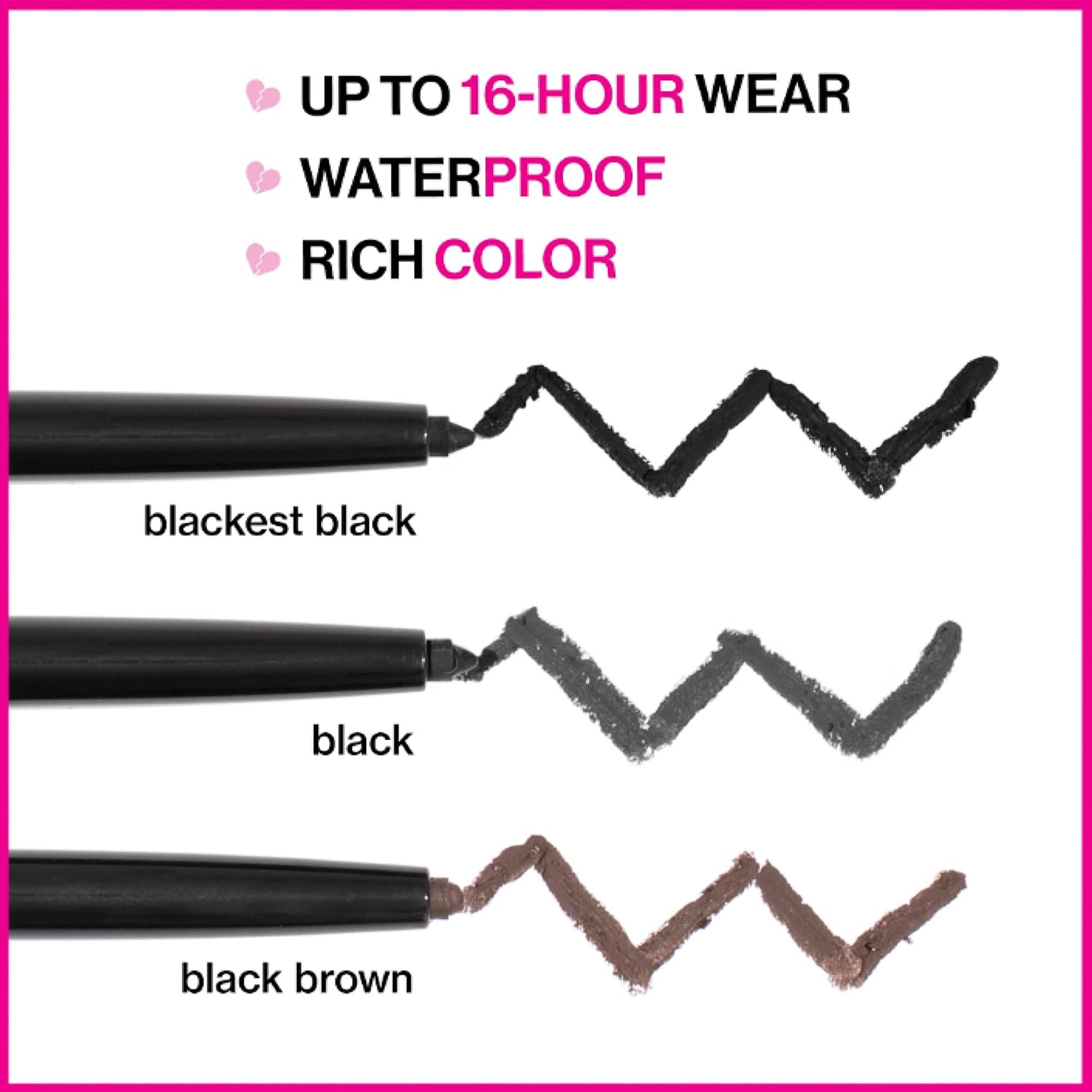 wet n wild Breakup Proof Waterproof Retractable Gel Eyeliner, Blackest Black, 0.008 oz - Ultra Pigmented 16H Long Wear 4