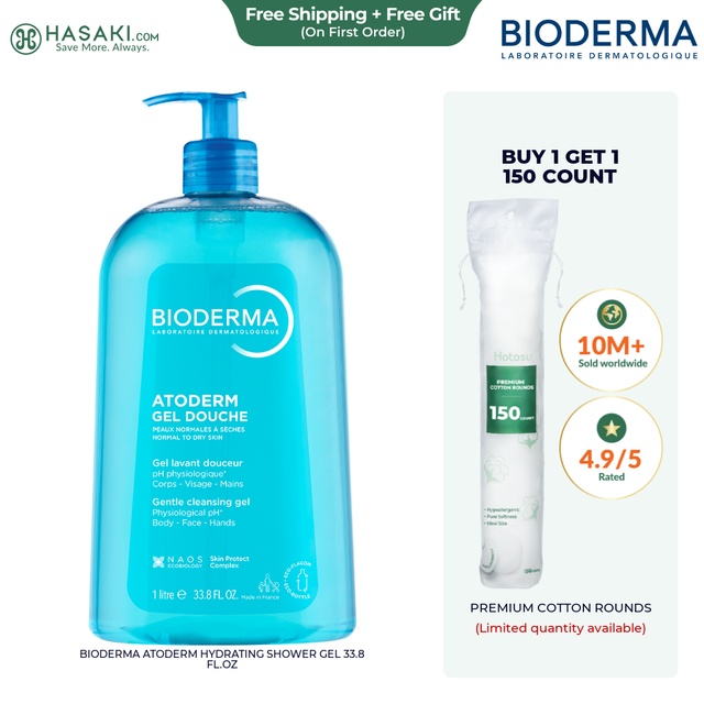 Bioderma Atoderm Hydrating Shower Gel 33.8 fl.oz - Body Wash for Normal to Dry Sensitive Skin
