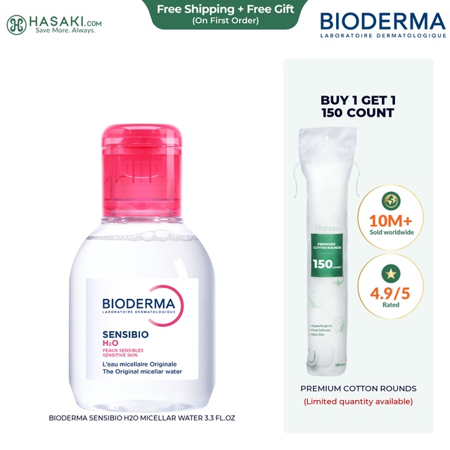 Bioderma Sensibio H2O Micellar Water 3.3 fl.oz - Face Cleanser for Sensitive Skin
