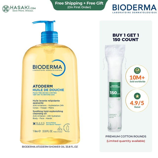 Bioderma Atoderm Shower Oil 33.8 fl.oz - Nourishing Cleansing Oil For Dry to Atopic Sensitive Skin